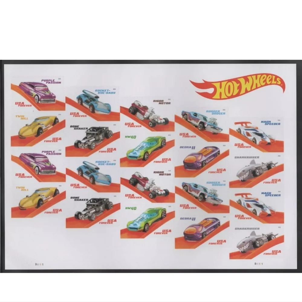 100 USPS Forever Stamps‎ Hot Wheels 50th Anniversary Toy Cars Mattel Collectible